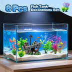 8Pcs Fish Tank Decorations Set Sunken Ship Decoration, Resin Material Fish Tank - Image 5