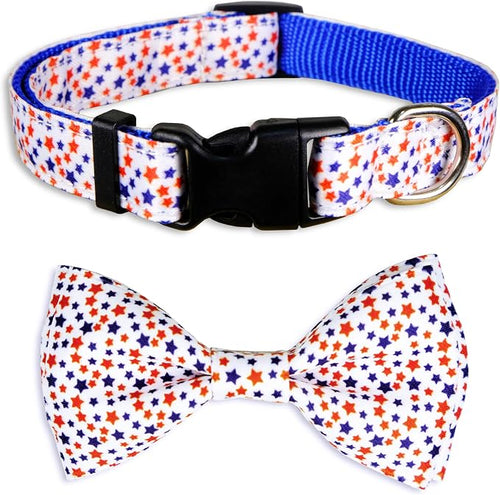 4th of July Dog Collar and Bow Tie Set Adjustable Pet Collar by PohshidoPet