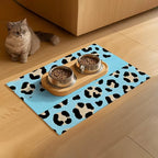 Puppy Feeding Mat 20x12 inch Blue Leopard Print Dog Bowl Placemat Non Slip Mat - Image 9
