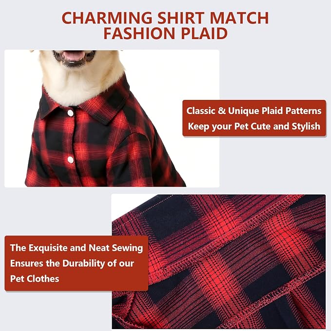 Koneseve Dog Shirt Pet Plaid Clothes T-Shirt Sweater Breathable - Image 4