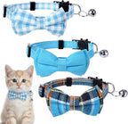 3pcs Bow Tie Cat Collar with Bells, Breakaway Bowtie Plaid Cat Collar, Soft by Unknown