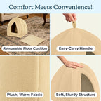 Cat House Indoor Cat Bed with Removable Foam Cushion, Plush Cat Tent Bed - Image 3
