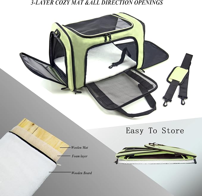 Soft Sided Carrier for Small Medium Cats Dogs, Removable Pad Collapsible Travel - Image 5