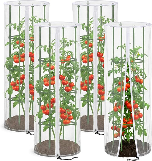 4 Pcs Garden Bird Netting for Round Plant Cage, Tomato Trellis Insect Bird by PurpleStar