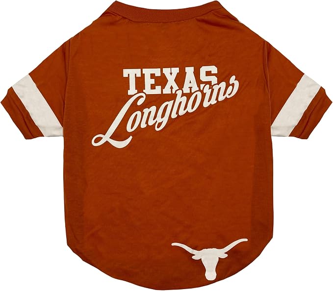 NCAA Texas Longhorns T-Shirt for Dogs & Cats, Medium. Football/Basketball Dog by PETSFIRST