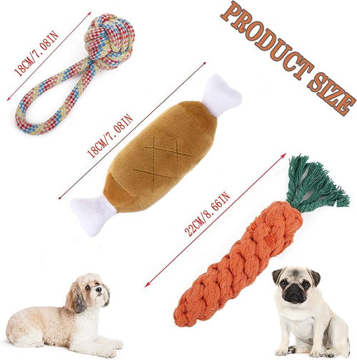 3PCS Natural Cotton Rope Toys for Small Dogs and Puppies, Dog Dental Care Chew - Image 2
