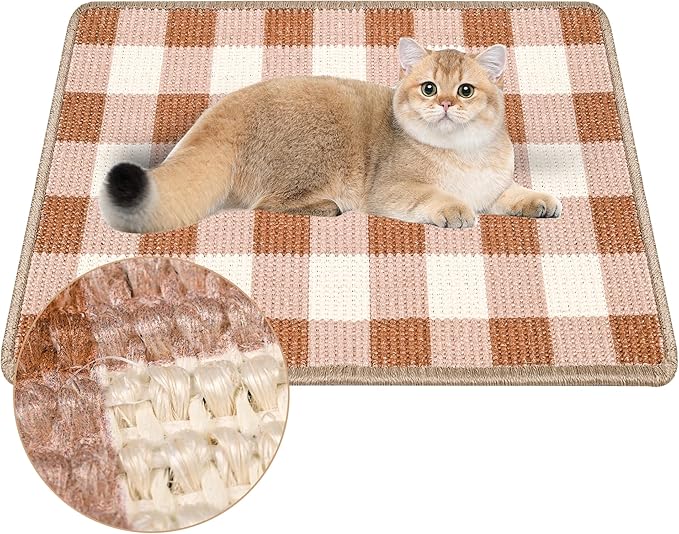 Cat Scratcher Mat, 23.6x15.7 Inch Natural Sisal Cat Scratch Pad, Horizontal Cat by LESISSMER