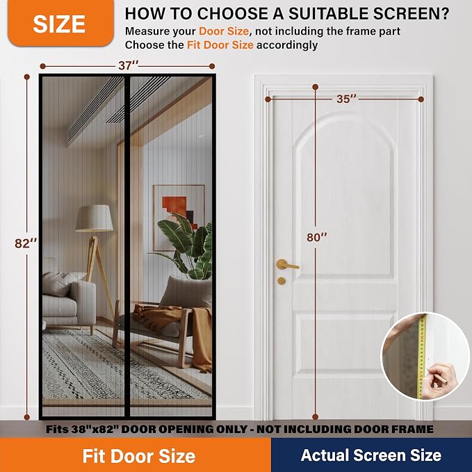 Magnetic Screen Door, Fit Door Size 35 x 80 Inches, Screen Doors - Image 2