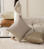 Pack of 4 Neutral Decorative Faux Leather Throw Pillow Covers 18x18 inch - Image 9