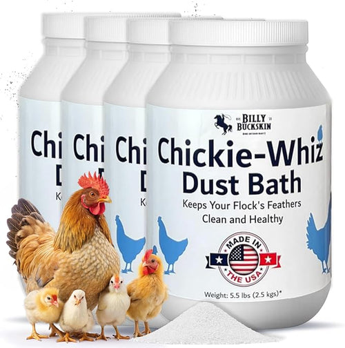 4 x 5.5lb Chickie Whiz Dust Bath, All-Natural Chickie Whiz Dust Bath Powder by BillyBuckskinHomeandBeauty