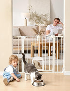 Babelio Baby Gate with Adjustable Cat Door, 29-43" Auto Close Durable Pet door by BABELIO