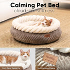 FUKUMARU Cat Bed, Calming Donut Dog Beds, Plush Faux Fur&Corduroy Kitten Beds - Image 3