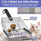Cat Litter Scooper with Holder, Metal Litter Scoop Includes Portable Small - Image 3
