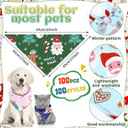 100 Pcs Christmas Dog Bandanas Bulk Pet Bibs Colorful Triangle Scarf Xmas Pet - Image 3