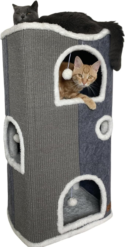 4-Level Cat House for Indoor Cats, Covered Cat Beds and Furniture by Heerduos