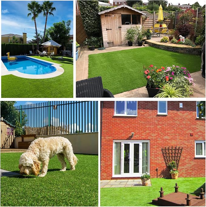 Artificial Grass Rug Outdoor Indoor 13FTX58FT Fake Grass Carpet Green Synthetic - Image 8