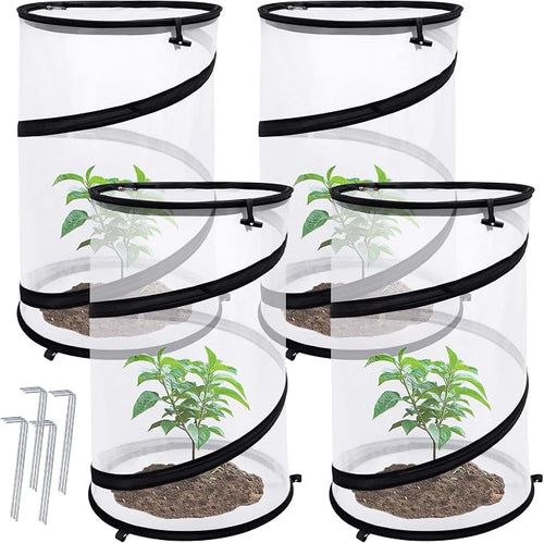 4 Pcs Pop Up Insect Barrier Plant Cover Net, 19.6" x 11.8" Round Foldable Plant by PurpleStar