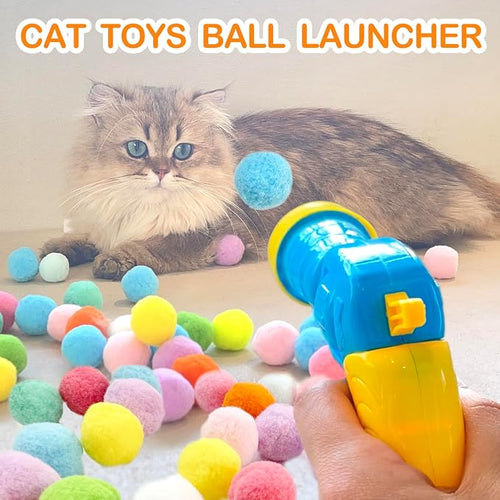 31Pcs Cat Ball Toy Launcher Gun, Cat Balls Fetch Toy, Funny Interactive Cat Toys - Image 2