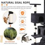 BestPet | 54" Cat Tree Tower | Dark Gray | Sturdy, Hanging Cat Toys, - Image 4