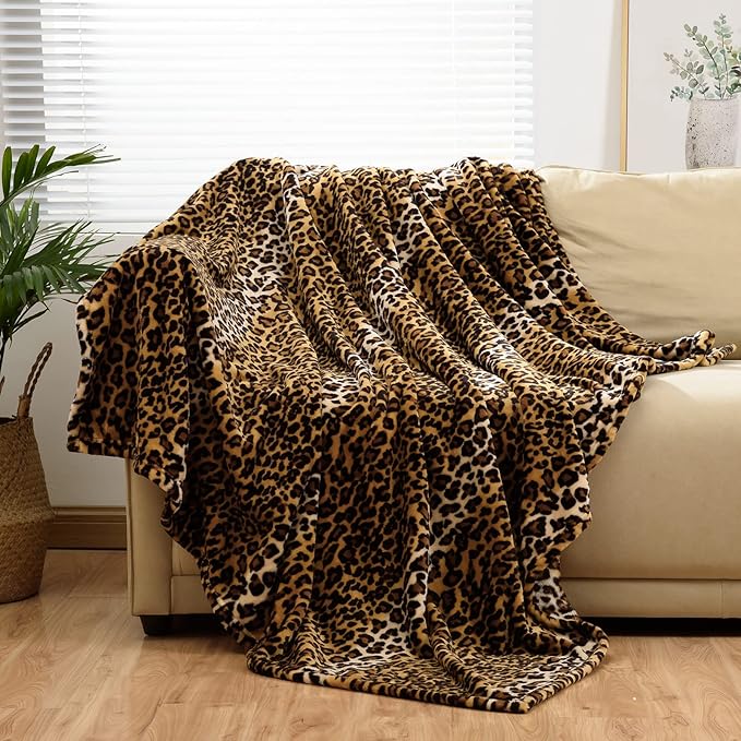 Bnuitland Leopard Print Flannel Blanket, Large Size 108x90 Inches - Image 9