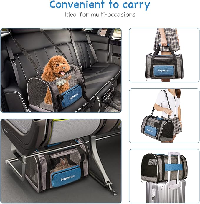 BurgeonNest Cat Carrier, Airline Approved Dog Carrier, Soft Sided Cat Pet - Image 7