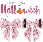 Halloween Dog Collar with Pink Floral Bowtie, Premium Cotton, Sturdy Metal - Image 3