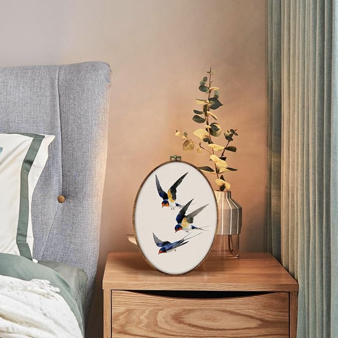 DILSJ Vintage Swallow Bird Oval Wall Art Decor, Rustic Nature Bird Canvas Wall - Image 4