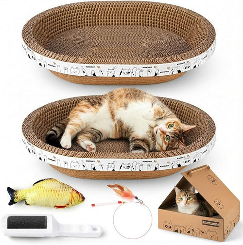 4-Piece Cardboard Cat Scratcher Bed Set by ROMOHOM