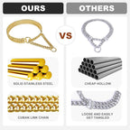 Gold Dog Collar Chain Stainless Steel 19K Gold Dog Collar Adjustable Walking - Image 3