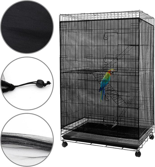 Adjustable Birdcage Seed Feather Catcher Bird Cage Net Cover Soft Skirt Guard - Image 2