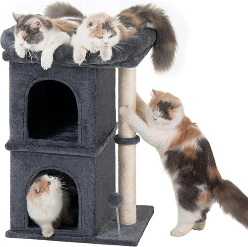 24in Cat Tree Tower with Scratching Post, 19 * 16.5in Window Perch Bed by Aechonow