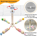 Bird Stand Perch Toy with Bells, Interactive Spinning Parakeet Toys, Wooden - Image 2