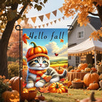 Hello Fall Garden Flag Cute Kitten Pumpkin Hat Scarf Flag 12x18 Inch Autumn Pet - Image 6