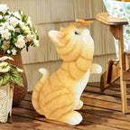 Solar Garden Statue Cat Figurine, Resin Cat Statue Playing Butterfly, Outdoor - Image 2