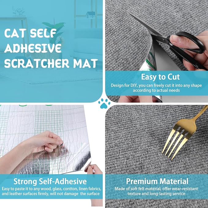 Climbing Cat Scratcher Mat Trimmable Cat Scratching Post Carpet 39.3’’x15.8’’ - Image 3