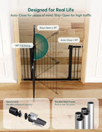BABELIO 36" Tall Baby Gate, 26-40" Wide Auto Close Pet Gate, PressGuard C5 - Image 6