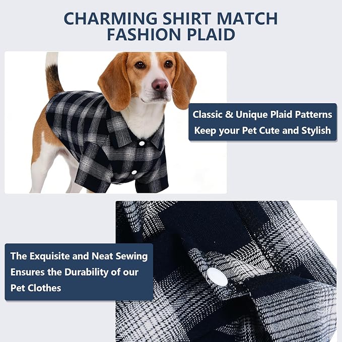 Koneseve Dog Shirt Pet Plaid Clothes T-Shirts Sweater Bottoming Shirt - Image 4