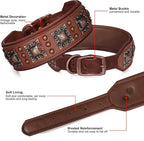 PET ARTIST Upgrade Padded Leather Dog Collar, 2 inch Wide Genuine Leather Dog - Image 5