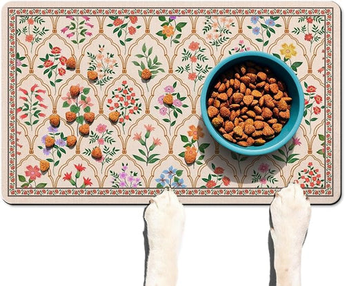 Absorbent Pet Dog Bowl Mat for Food and Water, Pet Cat Food Feeding Mat by Ideasonna