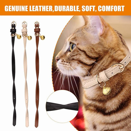 3 Pack Leather Cat Collars - Image 2