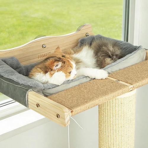 54.3" Cat Window Perch with 3 Adjustable Roman Column Sisal Posts, Drill-Free - Image 2