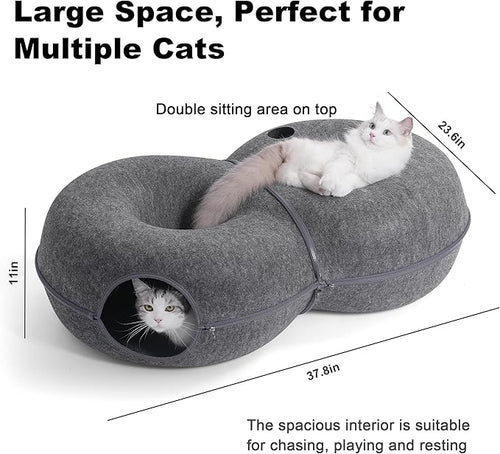 8-Shaped Large Cat Tunnel Bed for Indoor Cats, Infinite Circulation Peekaboo - Image 2