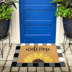 Tinideya 2 Pcs Summer Door Mat Sunflower Welcome Non Slip Coir Mats Floral - Image 7