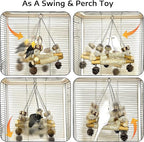 Bird Swing for Cage with Chew Toys, 3 Sisal-Wrapped Parrot Perches & Stable - Image 2