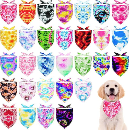 30 Pcs Tie Dye Dog Bandanas for Small Dogs Medium Stitch Dog Bandana Bulk by Bestwishforyou