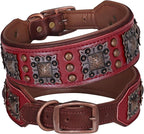 PET ARTIST Soft Padded Leather Dog Collar, 2 inch Wide Genuine Leather Dog by PETARTIST