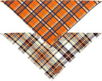 Realeaf Fall Dog Bandanas 2 Pack, Reversible Orange Plaid Holiday Pet Scarf - Image 3