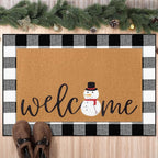 Tinideya 2 Pcs Winter Door Mat Snowman Welcome Non Slip Coir Mats Snow Black by Tinideya