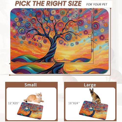 Abstract Tree Flowers Dog Food Mat - Image 2