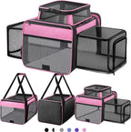 Top and 2 Sides Expandable Cat Carrier 18x11x11, TSA Airline Approved Dog by SHARLOVY